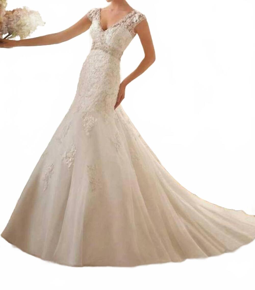NEW MORILEE lace wedding gown in ivory silver